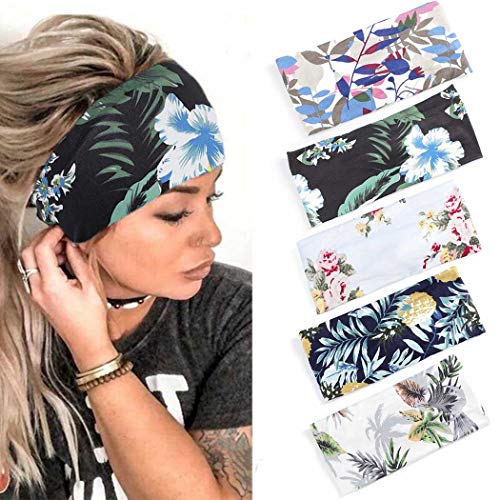 Fashband Wide Bobo Headbands Rust Multipurpose Hair Bands Yoga Stretchy Head Wraps Athletic Headwear Running Fitness Hippie Elastic Head Turbans Scarfs for Women and Girls (Set D)