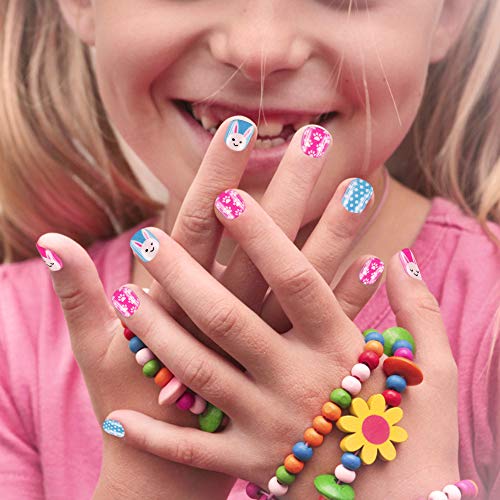 Aethland 144 Pcs Kids Fake Nails Press on Nails for Girls, Pre-glue Full Cover Short False Fingernails for Girls Lovely Gift (6 Boxes )