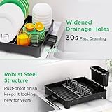 Beizkna Dish Drainer Rack Stainless Steel Dish Drying Rack Kitchen with Drip Tray Space-Saving Draining Board Rack for Counter Sink with Cutlery Holder for Utensil Washing Up, Black 15.7''L x 12''W - Image 3