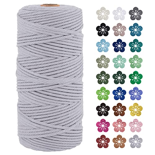 LEREATI Macrame Cord 3mm x 100m, Thick Macrame Rope Natural Cotton Rope Craft String