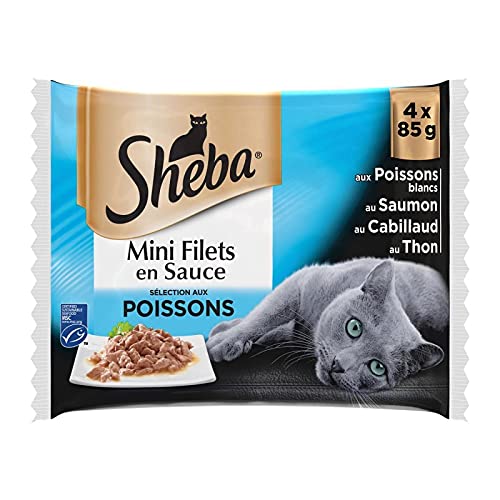 Animalerie - Sachets Fraîcheur pour Chat Mini Filets en Sauce Saveurs Océanes 340G - Lot De 4 - Livraison Gratuite