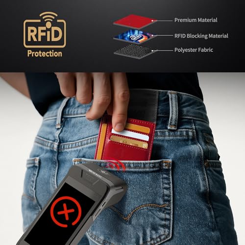 Image of Mayski Slim Wallet, Credit Card Holder for Women, Minimalist Front Pocket RFID Blocking Card Cases, Small Wallet Women Men(Oiled Wax Cherry)