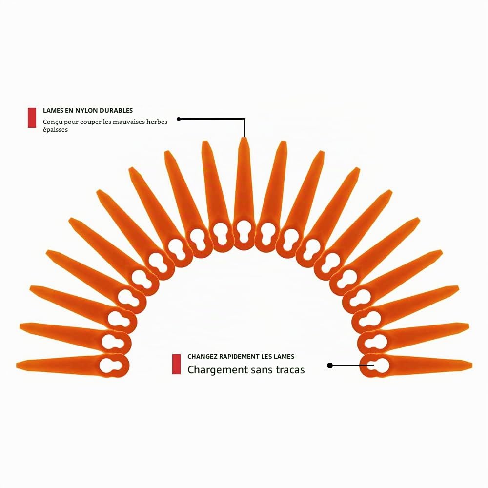 FourShow 100Pcs Lames en Plastique Compatible pour Stihl Coupe Bordure PolyCut 2-2 PolyCut 3-2, FSA 45 FSA 57 FSE 52