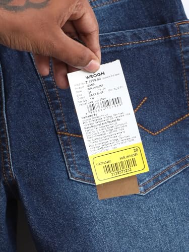 Image of WROGN Men Cotton Blend Jeans | Solid | Mid Rise | Slim Fit