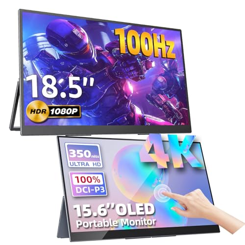 Image of Upperizon Portable Monitor Bundle [15.6 Inch 4K Touch OLED & 18.5 inch FHD Non-Touch IPS] with Kickstand HDR Travel Monitor for Laptop MacBook PC Surface Xbox Game Console