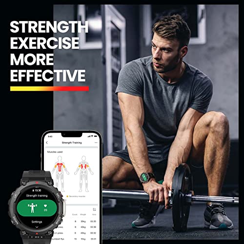 Amazfit-T-Rex-2-Premium-Multisport-GPS-Sports-Watch-Real-time-Navigation-Strength-Exercise-150-Sports-Modes10-ATM-Waterproof-Heart-Rate-SpO2-Monitoring-and-24-day-Long-Battery-LifeEmber-Black