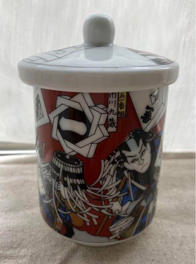 Amazon.co.jp: 九谷眞栄 蓋付き湯呑み茶碗 九谷焼 消防火消し