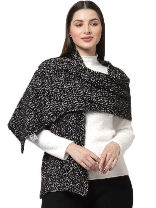 513 Women's Acrylic Woolen Solid Self Design Casual Warm Winter Wear Muffler Scarf Stole-picture-19