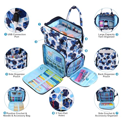 Image of crochet bag,knitting bagBackpack and Tote Bag Storage Bag ,Large capacityYarn Storage Organizer Travel Crochet Bag Women Carrying Crochet Accessories Knitting Needles Crochet