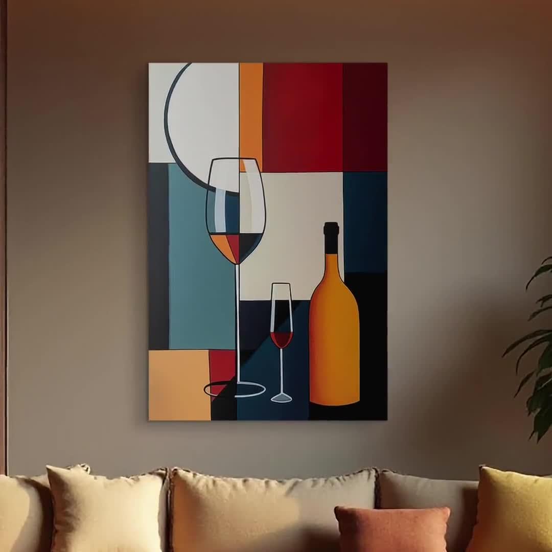 Tableau moderne sur toile abstrait vin 30x40cm pour cuisine - 8