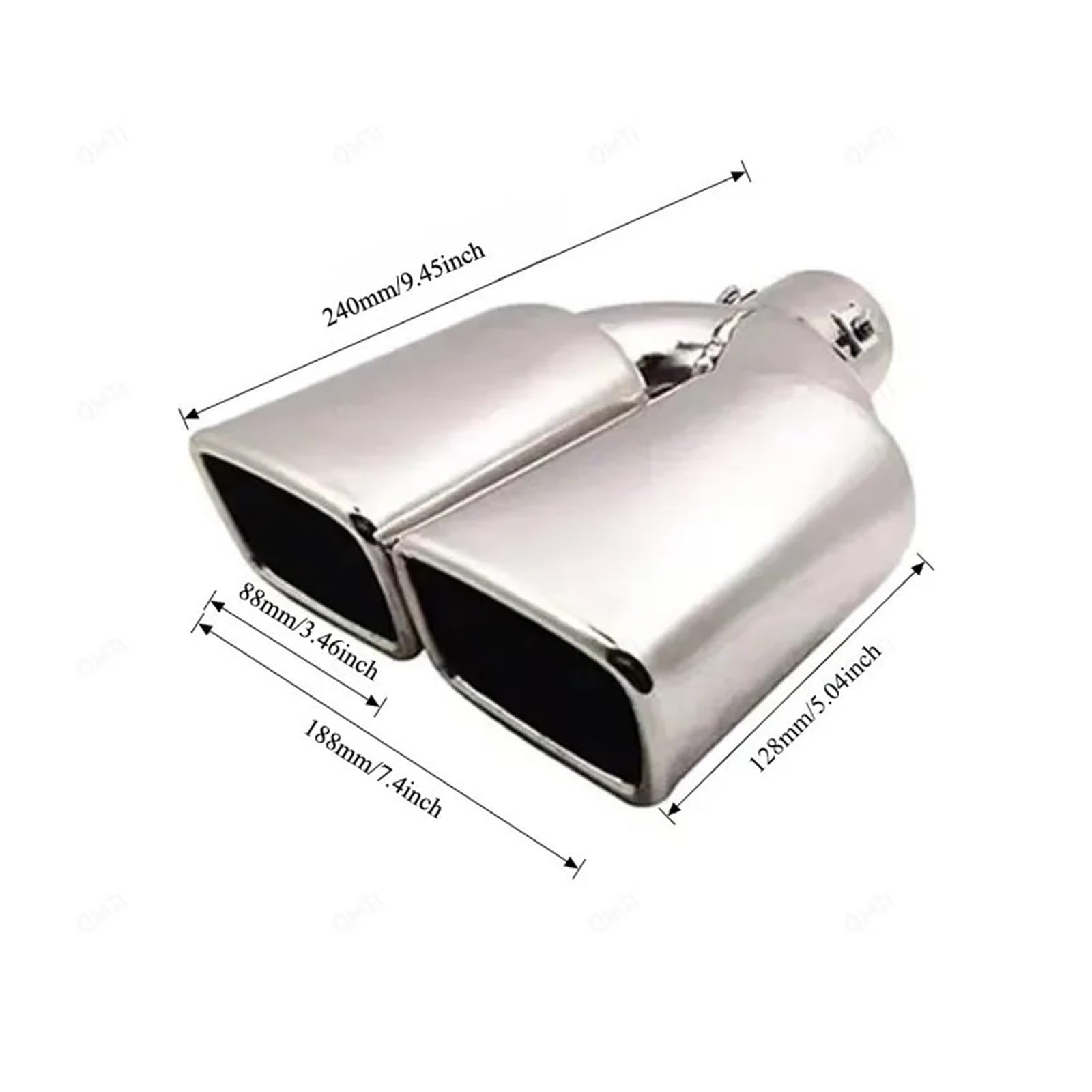 tubo di scarico dell'auto Terminale Di Scarico Universale A Doppia Uscita Marmitta Posteriore Tubo A Bocca Quadrata In Acciaio Inox Accessori Per Auto(Silver Straight)