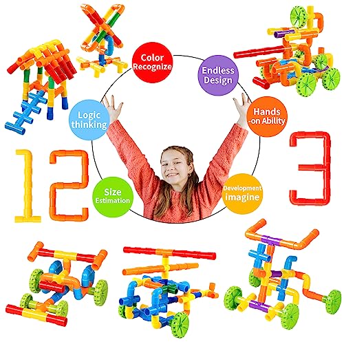 Yysirui 148 Piece Building Block Pipe With 100 Pcs Snowflake Flake, Stem Building Blocks, Pipeline Building Blocks, Preschool Learning Toys, Construction Set Build, Present Gift For Toddler Aged 3+ #TOP5