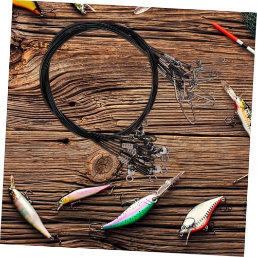 10 piezas de líderes de pesca acero con giratorios y clips miniatura 4