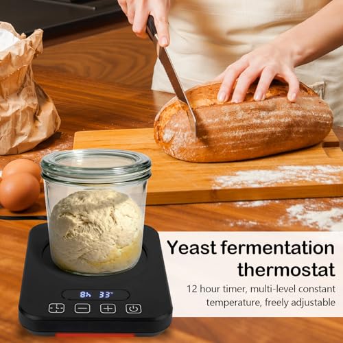 Ysislybin Sauerteigstarterwärmer, 36W Sauerteig Wärmer mit 20-38 ° C Präzise Temperaturregelung 12,4 x 15,5 cm Hefegärungsthermostat mit 12-Stunden-Timer und Automatische EIN-/Ausschaltfunktion