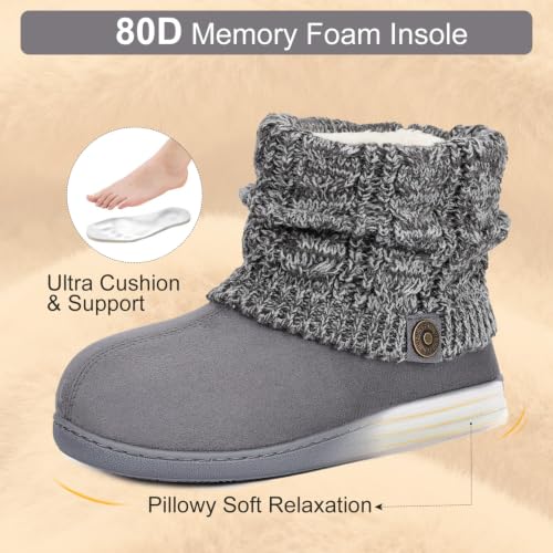 Image of FamilyFairy Women's Slipper Boots Winter Warm Gift Bootie Indoor Outdoor | Cozy Fuzzy Folding Knit, Plush Fleece Lining, Non-Slip Versatile Sole, Comfort Memory Foam, Birthdays & Holidays, Easy Care