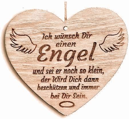 Pet-Jos Engel Herzschild Holzschild 10 x 10 cm