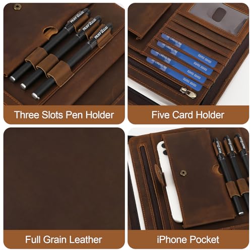 image for Jack&Chris Jack&Chris Leather Portfolio with Zipper for Men Women,