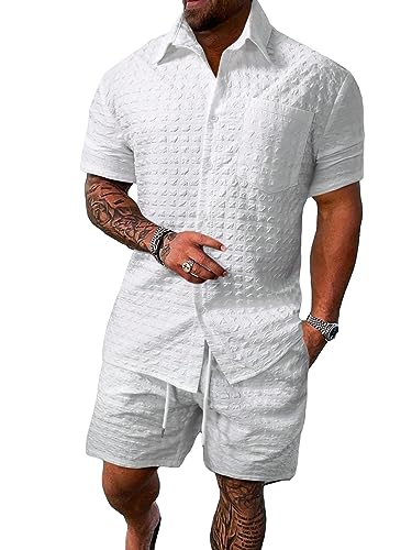 SOLY HUX Men's 2 Piece Shorts Sets Casual Beach Outfits Short Sleeve...