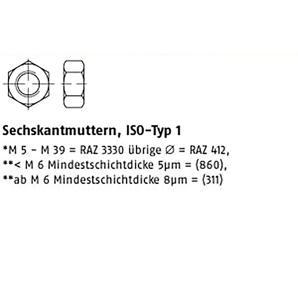 Écrous hexagonaux ISO 4032 M5 en acier galvanisé jaune bichromaté pour fixation lot de 1000