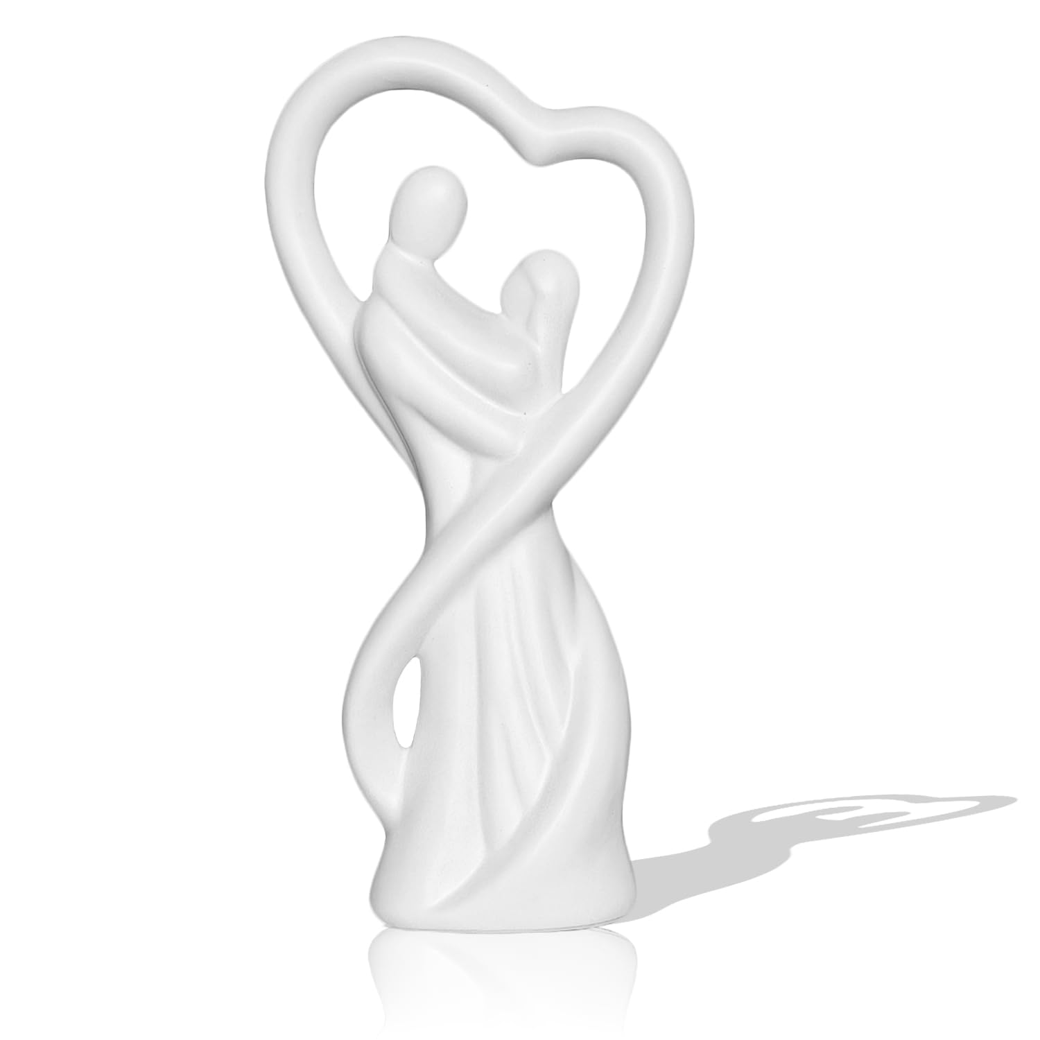 Scultura Romantica in Ceramica Bianca, Statuette Decorative Casa, Soprammobili Moderni, Regalo Sposi, Arredo Moderno - Regalo Anniversario Matrimonio Figure