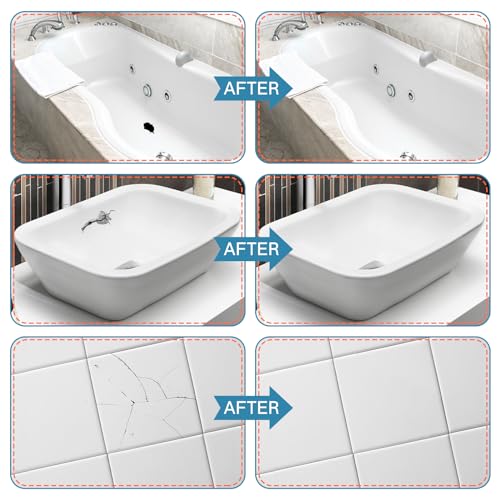 Bath Enamel Repair Kit, Bath Repair Kit White 140g with Super Adhesion, Bathtub Repair Kit for