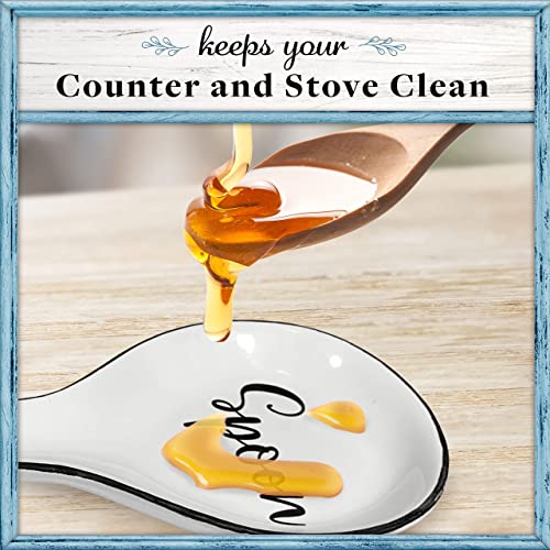 Home Acre Designs Spoon Rest For Kitchen Counter & Stove Top - White Ceramic Spoon Holder For Cooking & Counter Protection - Essential Kitchen Gadgets - White Farmhouse #TOP3