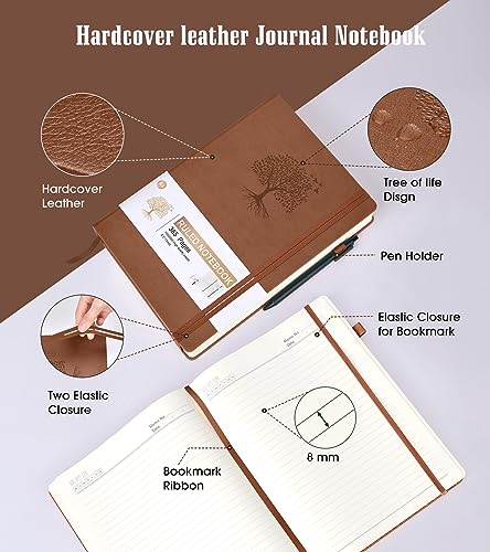 Image of Lined Journal Notebook -365 Pages A4 Big Journal for Writing Men Women, College Ruled Notebook, Hardcover Leather Journal, Daily Journal Notebook for Work, Note Taking, 100Gsm Paper(8.5 inch x 11 inch Brown)