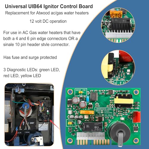 Image of UIB64 Ignition Control Circuit Board Universal Ignitor Module Board Replacement Parts Fit for Atwood RV Water Heaters with 4 and 6 Position Edge Style or 10 inchPin Style Connectors