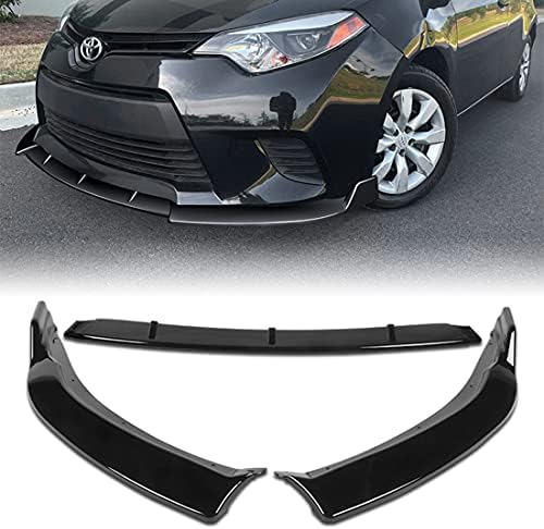 Q1-TECH, Front Bumper Lip fit for Compatible with 2014-2016 Toyota Corolla Base/L/LE Model Only, Front Bumper Lip Spoiler Air Chin Body Kit Splitter Painted Glossy Black ABS, 2015 (Sport-Style)