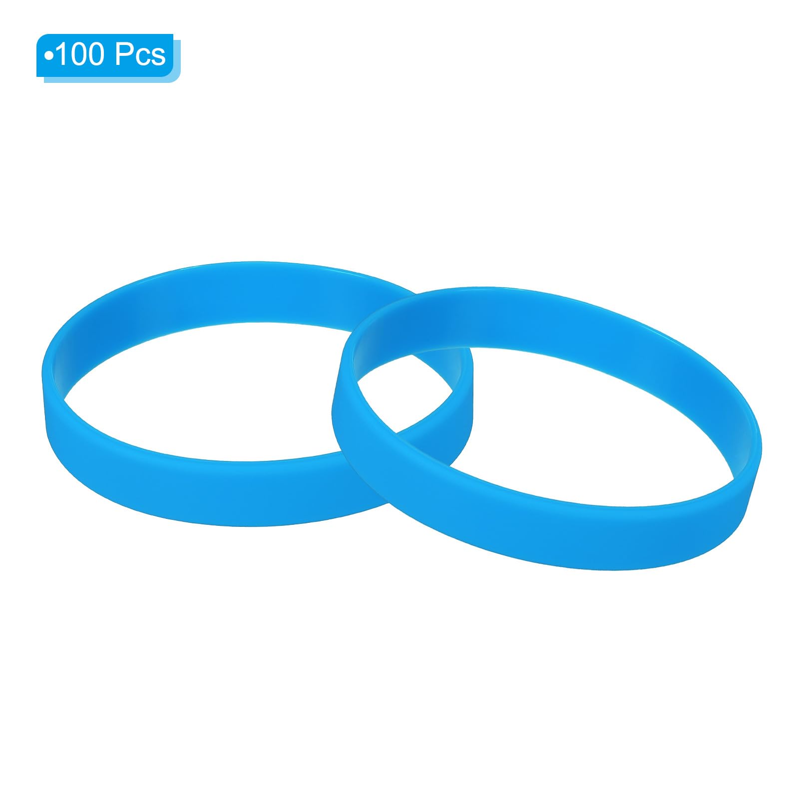 PATIKIL Silicone Bracelets, 100 Pack Colored Rubber Wristbands Blank Stretch Sports Bands for Adults Teen Sports Team Games Blue - Image 3