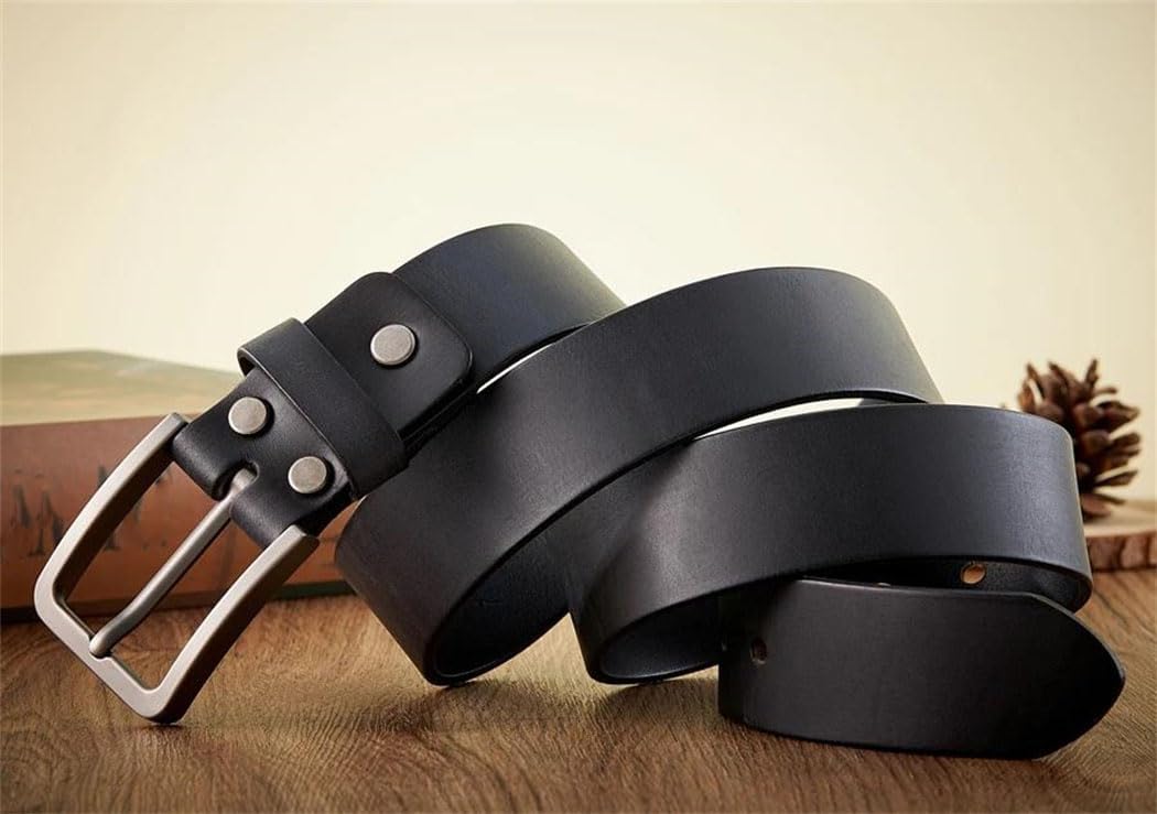Men's Leather Belt - 3.8 cm Wide Cowhide with Alloy Buckle for Casual, Business and Jeans
