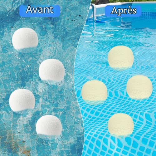 DIELOVEHUA 4PCS Boule D'élimination D'écume, Boule d'Éponge Absorbant l'huile Réutilisables, Flottant Absorbeur D'éponge de Piscine, Spa Éponge d'Écume, pour Bain à Remous, Piscines, Spas – vue 6