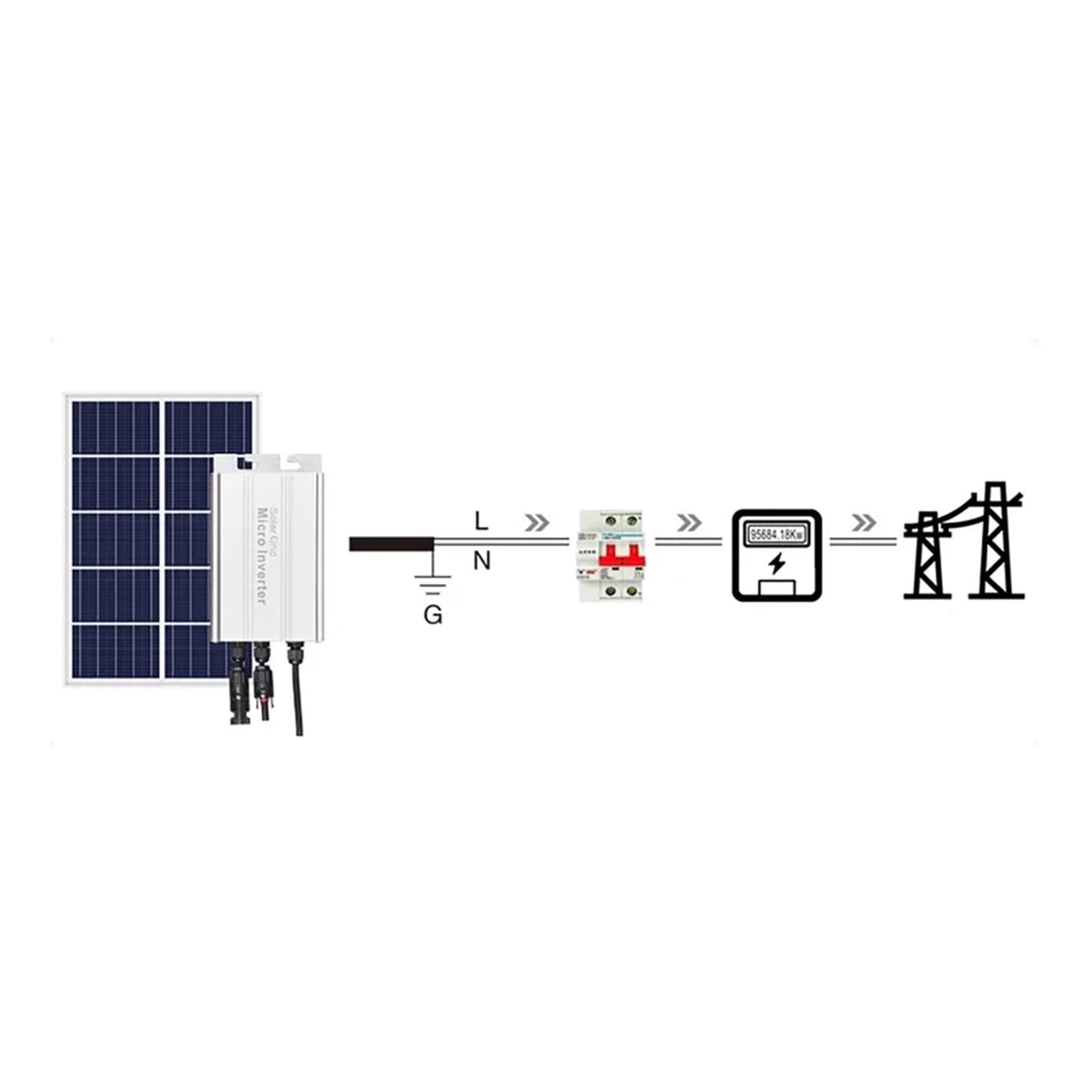 Inversor Microinversor con Sensor Limitador Sistemas Fotovoltaicos Conectados A La Red 500W 600W 700W CC 26V-46V Entrada Solar CA 110V-220V Automático Transformador de Voltaje(600W)