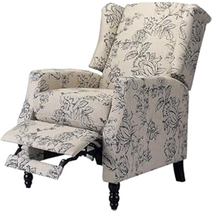 Upholstered Wingback Recliner Chair Traditional Push Back Recliner Sofa Mid Century Modern Lounge Armchair for Living Room Home Theater Accent Chairs Recliners Couches Indigo