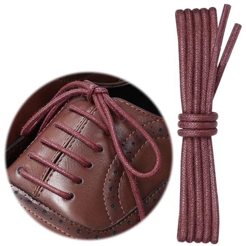 Image of 2 Pairs Dress Shoe Laces, 1 /8 inch Waxed Round Shoelaces | Anti slip waxed cotton coating keeps knots secured all day; 8 colors & 6 sizes for men's,women's leather, dress shoes