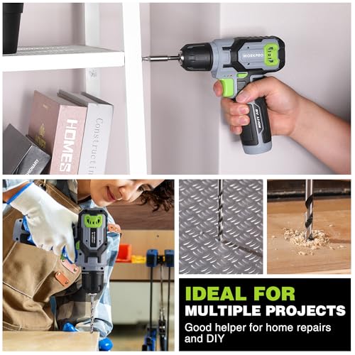 WORKPRO 8V Cordless Drill Driver Set, Electric Screwdriver 3/8" Keyless Chuck, Max Torque 12 N.m, 2 Ah Battery with 21 Pcs Accessories and Single Layer Stack & Carry Box, Ideal for Home DIY Project 8 WORKPRO 8V Cordless Drill Driver Set, Electric Screwdriver 3/8" Keyless Chuck, Max Torque 12 N.m, 2 Ah Battery with 21 Pcs Accessories and Single Layer Stack & Carry Box, Ideal for Home DIY Project - Image 8