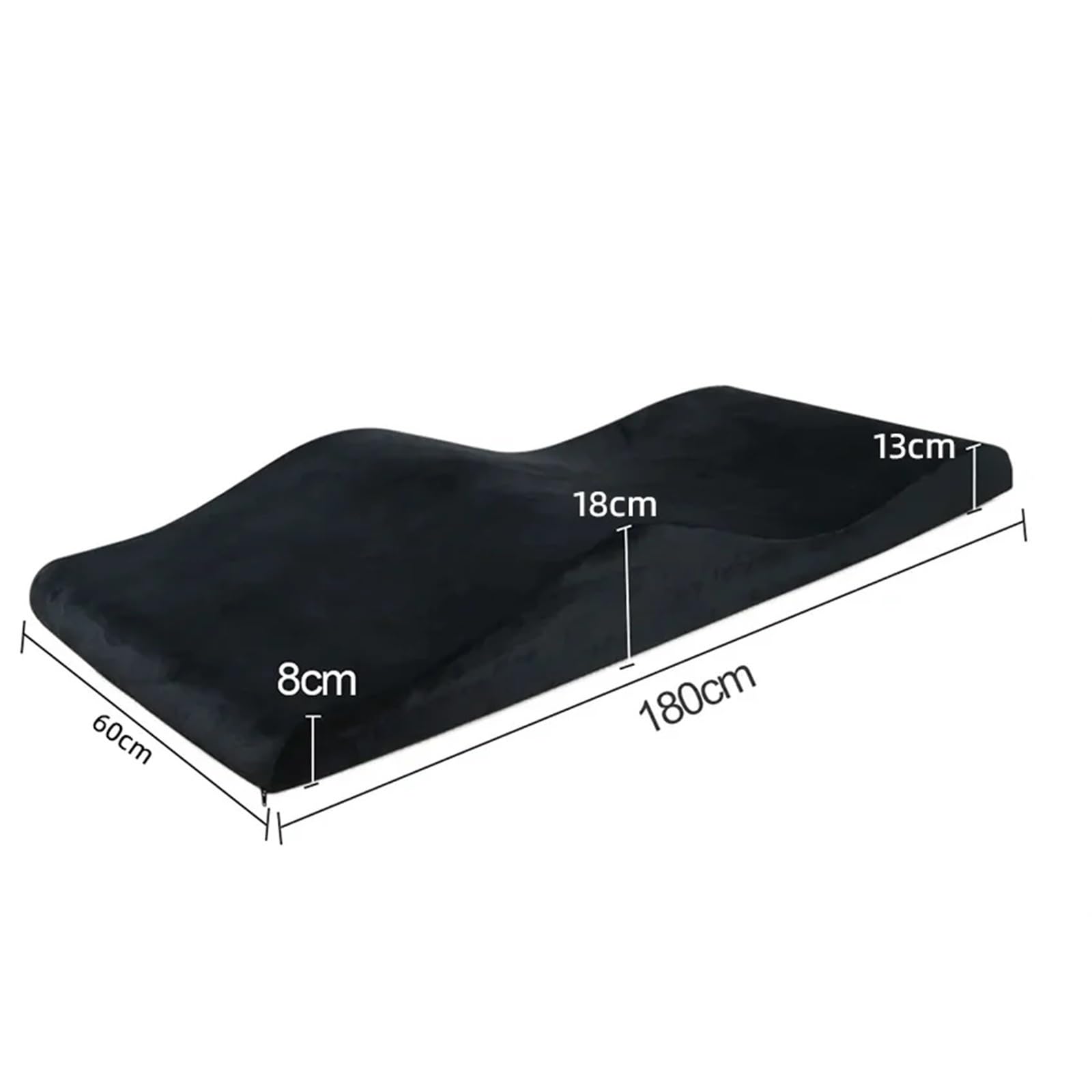 Matelas à Cils à Vagues IncurvéEs Salon de beauté Extension de Cils incurvée Surmatelas de lit Table de Massage en Velours Matelas for Cils Lit for Salon de beauté(Black Mattress)
