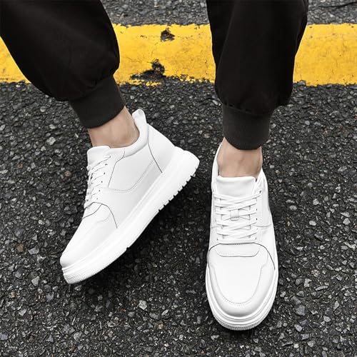 Men's Invisible Height Increasing Leather Sneakers Classic Lace Up 3.9 Inches Taller Fashion Elevator Shoes Breathable Casual Shoes4