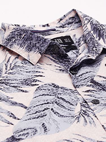 Image of THE BEAR HOUSE Men's Cotton Slim Printed Hawaiian Short Sleeves Shirt |Pink |L |TBH-Play-PC-L |