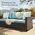 HERA'S HOUSE Wicker Patio Furniture Set, Outdoor Sectional Conversation Sets, 6 Pieces 9 Seats Waterproof Deck Backyard Lawn Furniture, Blue