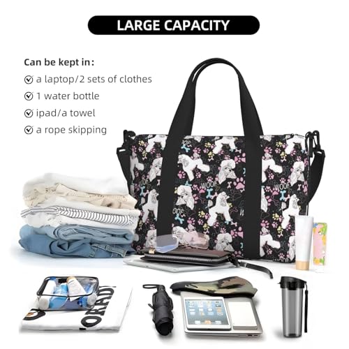 Carry On Duffle Bags Overnight Weekender Bags for Women, Artistic Poodle Dog Multicolor Personal Item Travel Bag, Travel Essentials Sport Gym Bag for Men Women4