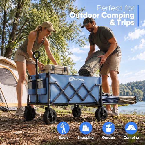 Sekey Collapsible Wagon with Tailgate, 300 lb Capacity, 38 in Cargo Length - image 7