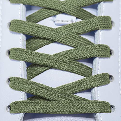Aomidi Flat Shoelaces Wide Shoes Lace 2 Pairs Wide Shoelaces Hollow Thick Flat Shoe Laces For Sneakers And Shoes (27" Inches (69 Cm), Army Green) #TOP1