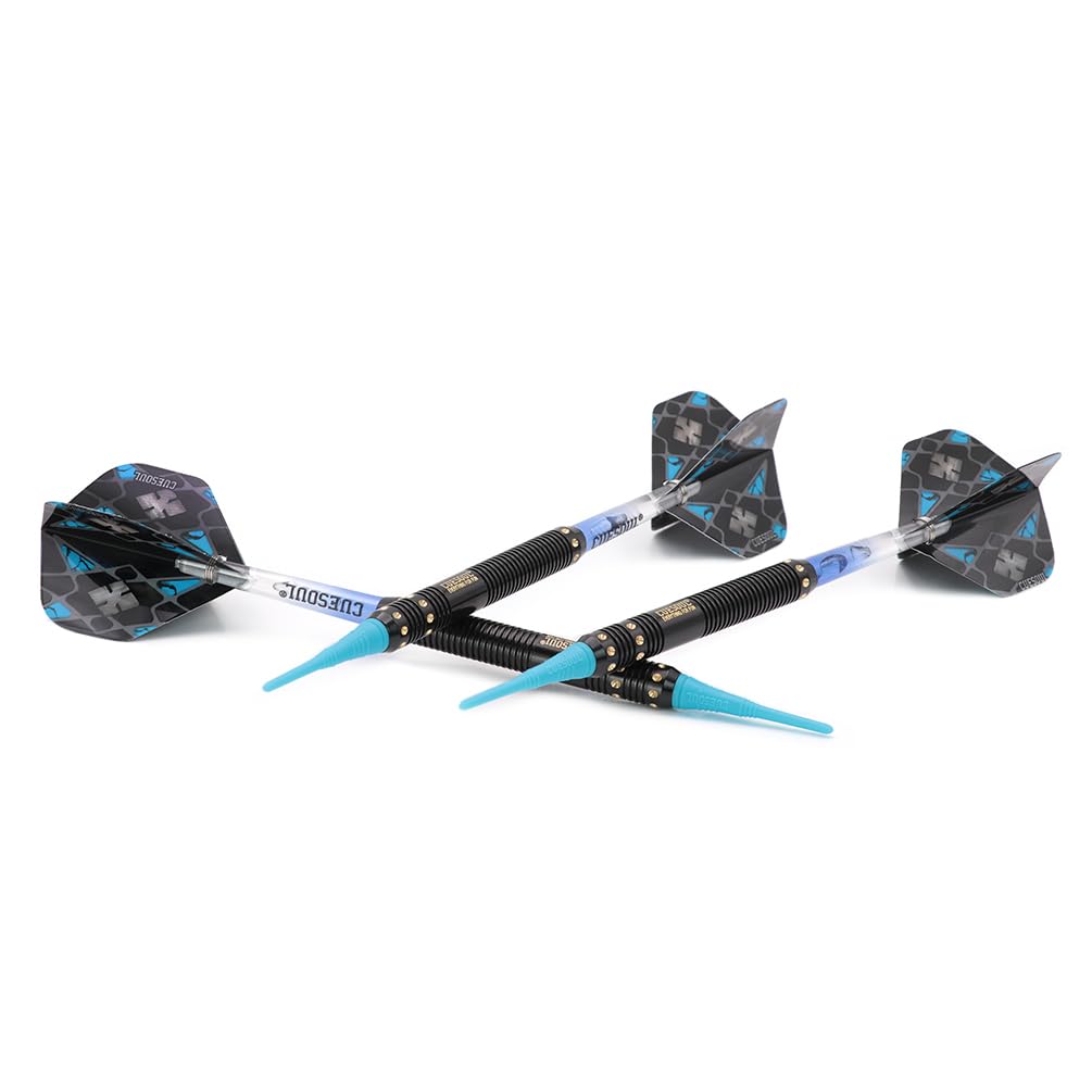 CUESOUL 16g Soft Tip Darts Set, Duurzaam, 6 Shafts, 3 Flights, 3 Barrels Slanke Hoes voor Elektronisch Dartbord, Professionele Soft Darts (STBS080