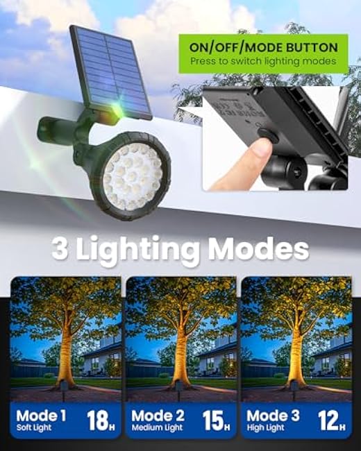 Solar Spot Lights Outdoor Waterproof, Flag Pole Light Solar Powered Halloween Lights, Landscape Spotlights for Tree, House, Yard, Garden, Christmas Decorations-8 Pack Warm White