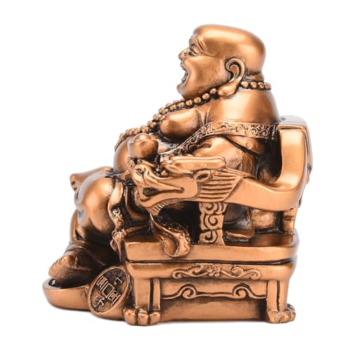Figura de Buda Sonriente en Silla de Dragón de Resina miniatura 4
