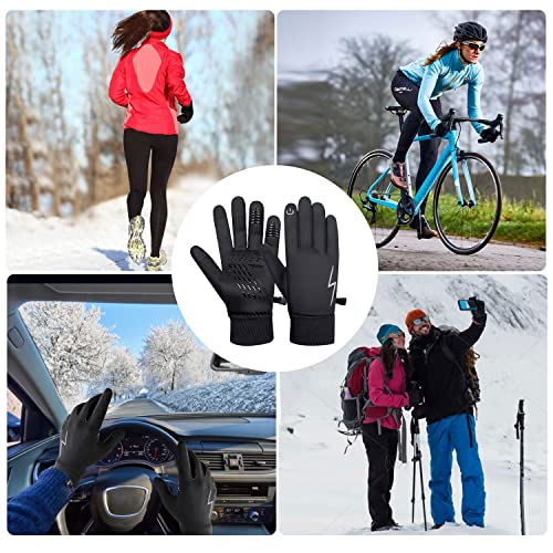 Image of Kids Gloves Winter Boys Girls Gloves Warm Touchscreen Water Repellent Anti-Slip with Reflective Stripe for Children Teen 2-18 Years