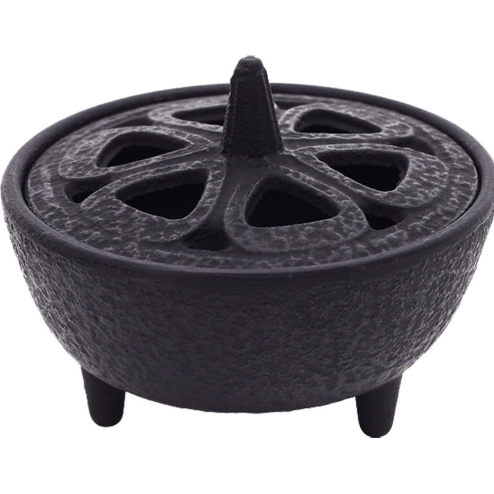Nambu Ironware Cast Iron Incense Burner Petal Black 3.3in Tripod Japan