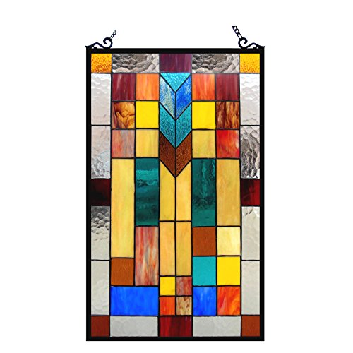 RADIANCE goods Tiffany-Glass Mosaic Design Window Panel 16x26