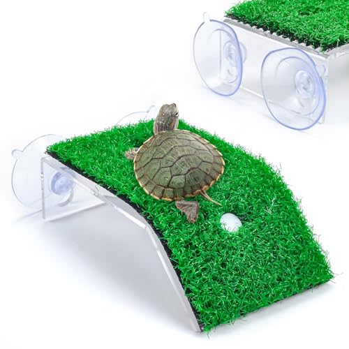 Keedolla Small Turtle Basking Platform Simulation Grass Turtle Ramp Turtle Resting Basking Dock Floating Dcor for Aquatic Turttle Reptile Frog Terrapin